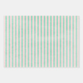 Feuille De Papier Cadeau Bouquet rose et bandes correspondantes (Devant)