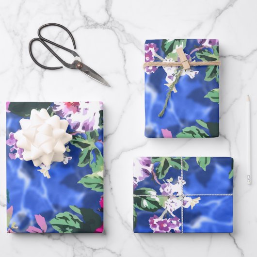 Feuille De Papier Cadeau Bouquets avec roses (Recto)