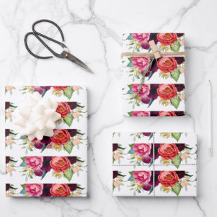 Feuille De Papier Cadeau Bouquets Floraux Rustiques Élégants