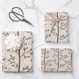 Feuille De Papier Cadeau Bourgeons de fleurs délicats s'épanouissent Fleur
