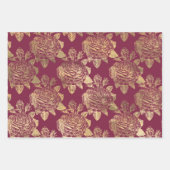 Feuille De Papier Cadeau Bourgogne et Gold Paris (Devant 3)