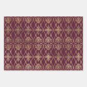 Feuille De Papier Cadeau Bourgogne et Gold Paris (Devant 2)