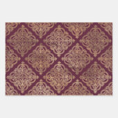 Feuille De Papier Cadeau Bourgogne et Gold Paris (Devant)