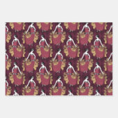 Feuille De Papier Cadeau Bourgogne et or Paris Vin Art déco (Devant)