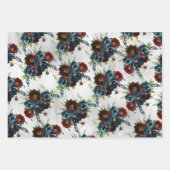 Feuille De Papier Cadeau Bourgogne Marine Peony & Bouquet Rose (Devant)