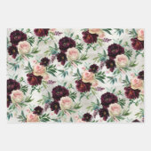 Feuille De Papier Cadeau Bourgogne Peony Blush Roses Mondial Rose (Devant 2)