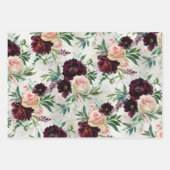 Feuille De Papier Cadeau Bourgogne Peony Blush Roses Mondial Rose (Devant 3)