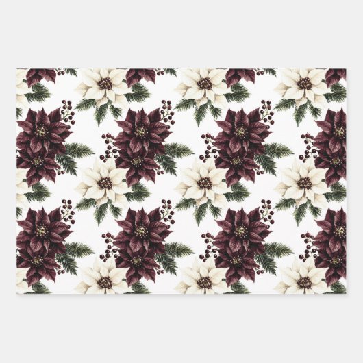 Feuille De Papier Cadeau Bourgogne Rouge Vert Noël Vaches (Devant 3)