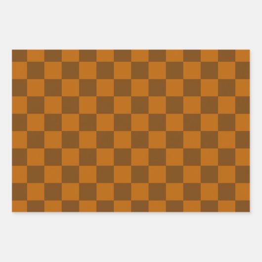 Feuille De Papier Cadeau Bouton À damiers Brown (Devant)