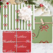 Feuille De Papier Cadeau Bow And Stripes Christmas 