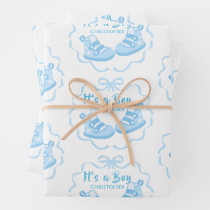 Feuille De Papier Cadeau Bow Ribbon C'est un garçon