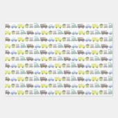 Feuille De Papier Cadeau Boys Jouets Pastel Blue Transport Enfant Fête d'an (Devant)