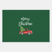 Feuille De Papier Cadeau Bracelet Script Christmas Red Truck Green (Devant 2)