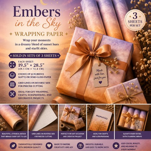 Feuille De Papier Cadeau Braises dans le ciel