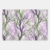 Feuille De Papier Cadeau Branches Abstraites de violet vert (Devant 2)