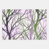 Feuille De Papier Cadeau Branches Abstraites de violet vert (Devant)