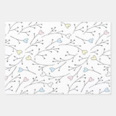 Feuille De Papier Cadeau Branches cardiaques lunaires Trio Trio (Devant 3)
