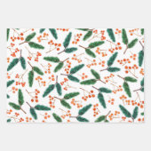 Feuille De Papier Cadeau Branches d'aquarelle et baies hiver  (Devant 2)