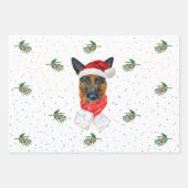 Feuille De Papier Cadeau Branches de pin d'aquarelle allemande Shepherd Chr (Devant 2)