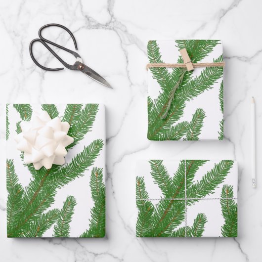 Feuille De Papier Cadeau branches de sapin de Noël (Recto)