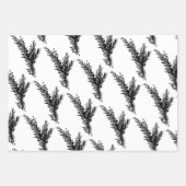 Feuille De Papier Cadeau Branches d'épinette blanche et noire (Devant 3)