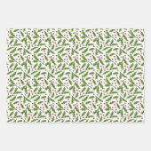 Feuille De Papier Cadeau Branches d'hiver esquissées Holly et Motif d'épicé (Devant)