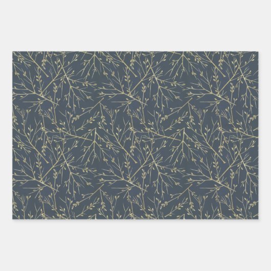 Feuille De Papier Cadeau Branches dorées (Devant)
