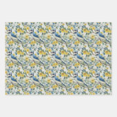 Feuille De Papier Cadeau Branches et fleurs d'oiseaux Blue Jays (Devant)