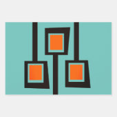 Feuille De Papier Cadeau Branches modernes du milieu du siècle avec des côt (Devant 3)