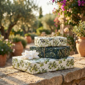 Feuille De Papier Cadeau Branches Plantes d'olivier : Conception inspirée d