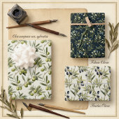 Feuille De Papier Cadeau Branches Plantes d'olivier : Conception inspirée d