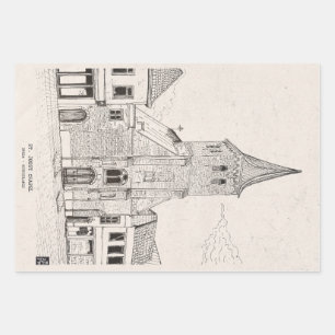 Feuille De Papier Cadeau Breda Dutch Vintage Architecture Sketch Art