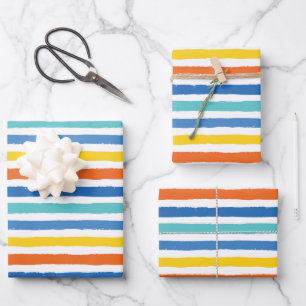 Feuille De Papier Cadeau Bright Beach Striped Motif