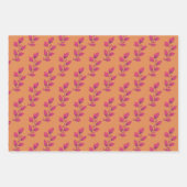 Feuille De Papier Cadeau Bright Hot Pink & Orange Aquarelle Botanique (Devant 2)
