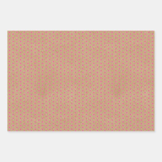 Feuille De Papier Cadeau Bright Hot Summer Pink Strips Faux Brown Kraft (Devant 3)