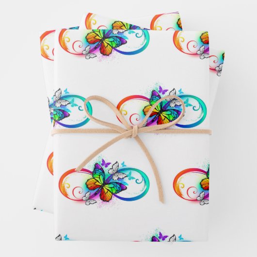 Feuille De Papier Cadeau Bright infinity with rainbow butterfly (En situation)