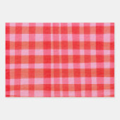 Feuille De Papier Cadeau Bright Pink Red Painterly Plaid Christmas Holiday (Devant)