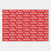 Feuille De Papier Cadeau Bright Red Joyeux Noël Motif moderne (Devant 2)