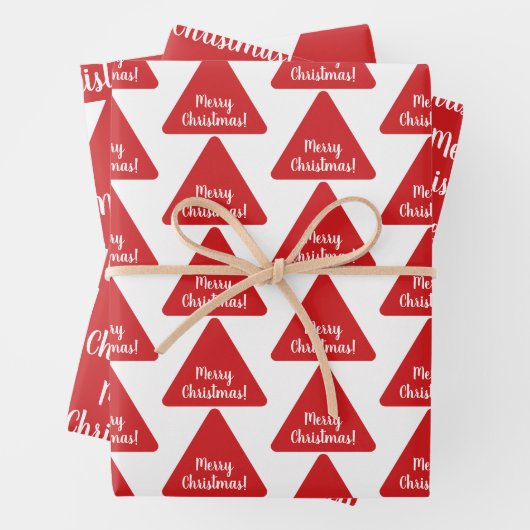 Feuille De Papier Cadeau Bright Red Joyeux Noël Motif moderne (En situation)