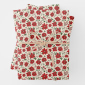 Feuille De Papier Cadeau Bright Red Poinsettias (En situation)