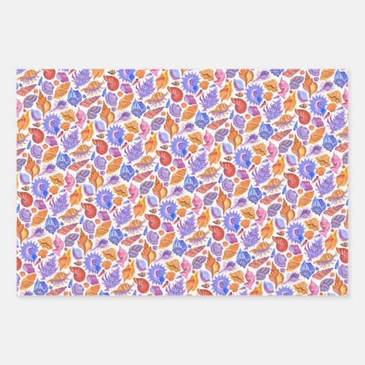 Feuille De Papier Cadeau Bright tropical seashell, main-drawn (Devant)