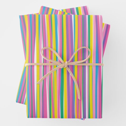 Feuille De Papier Cadeau Bright Vertical Summer Stripes (En situation)