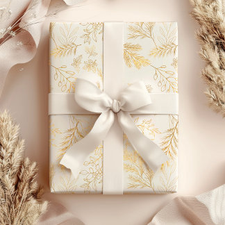 Feuille De Papier Cadeau Bright & Whimsical Rustic Gold Winter Botanical