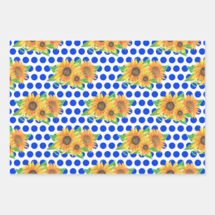 Feuille De Papier Cadeau Broderie florale de tournesol
