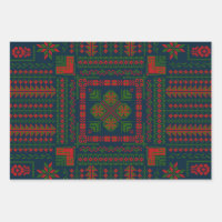 Broderie palestinienne Tatreez rouge vert 5 Motif