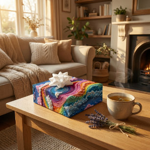 Feuille De Papier Cadeau Broderie Rainbow, Sky et Cloud Design