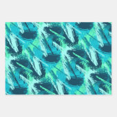 Feuille De Papier Cadeau Brosse bleu turquoise Aqua (Devant 3)