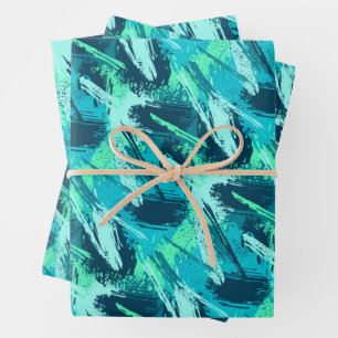 Feuille De Papier Cadeau Brosse bleu turquoise Aqua