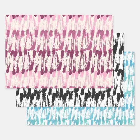 Feuille De Papier Cadeau Brosse, peinture humide, brosse sèche, bleu, B/W (Lot)