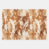 Feuille De Papier Cadeau Brown Cream Cowhide Western (Devant 3)